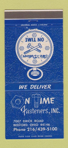 Matchbook Cover - On Time Fasteners Bedford OH 30 Strike