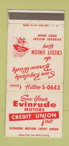 Matchbook Cover - Evinrude Motors Credit Union boat 30 Strike