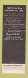 Matchbook Cover - Edna Earle's Restaurant Hollywood CA