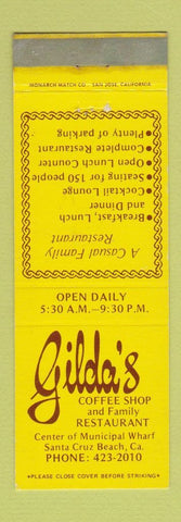 Matchbook Cover - Gilda's Coffee Shop Santa Cruz Beach CA WEAR