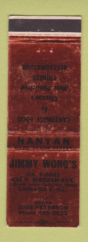 Matchbook Cover - Jimmy Wong's Chinese Restaurant Chicago IL