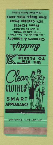 Matchbook Cover - Buddy's Cleaners Laundry River Rouge MI WORN