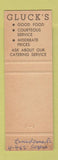 Matchbook Cover - Gluck's Restaurant New Orleans LA