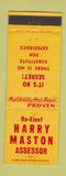Matchbook Cover - Harry Maston Assessor Election Kitsap WA