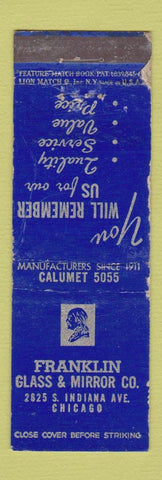 Matchbook Cover - Franklin Glass Mirror Chicago IL feature WORN