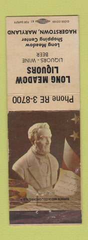 Matchbook Cover - Long Meadow Liquors Hagerstown MD Abraham Lincoln WEAR