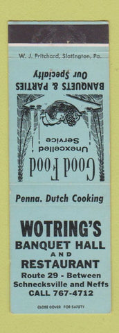 Matchbook Cover - Worring's Restaurant Lansdowne PA