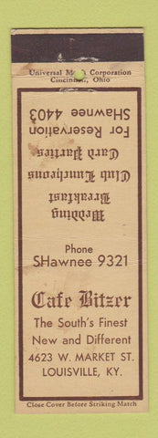 Matchbook Cover - Cafe Bitzer Louisville KY WEAR
