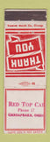 Matchbook Cover - Red Top Car Chesapeake OH low phone # taxi? STAMPED