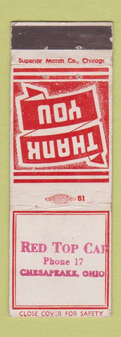 Matchbook Cover - Red Top Car Chesapeake OH low phone # taxi? STAMPED