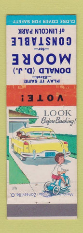 Matchbook Cover - Donald Moore Constable Election Lincoln Park MI