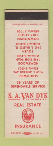 Matchbook Cover - SA Van Dyk Real Estate Chicago IL
