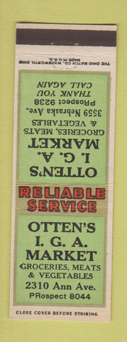 Matchbook Cover - Otten's IGA Grocery