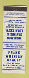 Matchbook Cover - Frank Wozniak Real Estate Chicago IL WORN