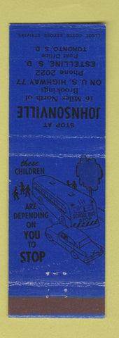 Matchbook Cover - Johnsonville Estelline SD Toronto SD