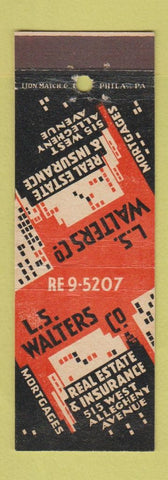 Matchbook Cover - LS Walters Real Estate Philadelphia PA deco