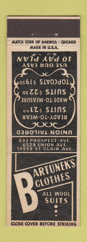 Matchbook Cover - Bartunek's Men's Clothes Chicago?