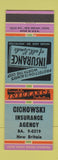 Matchbook Cover - Cichowski Insurance Agency New Britain CT