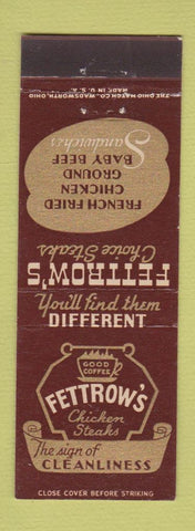 Matchbook Cover - Fettrow's Restaurant Cloverleaf OH Harrisburg PA