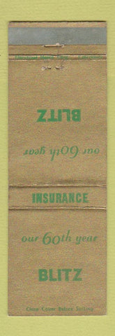 Matchbook Cover - Blitz Insurance 60th Fort Wayne IN