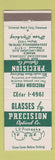 Matchbook Cover - Precision Optical Cleveland OH