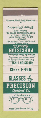 Matchbook Cover - Precision Optical Cleveland OH