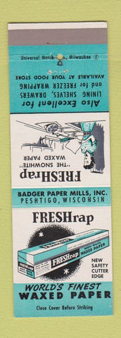 Matchbook Cover - Freshrap Waxed Paper girlie Badger Paper Peshtigo WI