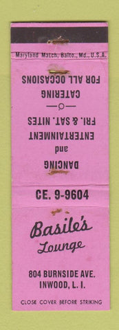 Matchbook Cover - Basile's Lounge Inwood LI NY WORN