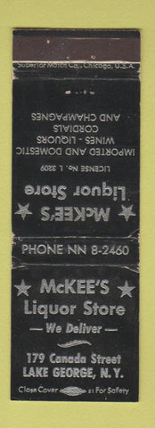 Matchbook Cover - McKee's Liquor Store Lake George NY