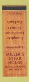 Matchbook Cover - Miller's Steak House Inglewood CA