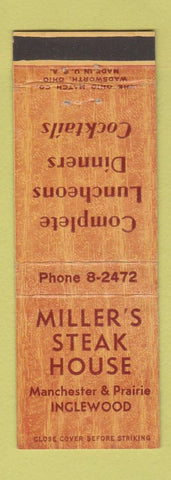 Matchbook Cover - Miller's Steak House Inglewood CA