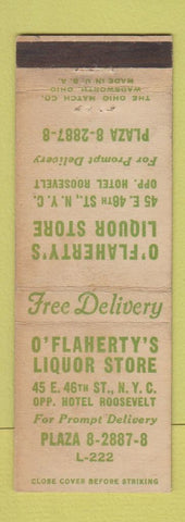 Matchbook Cover - O'Flaherty's Liquor Store New York City WEAR
