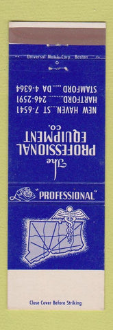 Matchbook Cover - Professional Equipment Medical New Haven Hartford CT