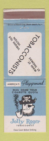 Matchbook Cover - Jolly Rogger Tobacco ST Thomas Hilton Virgin Islands