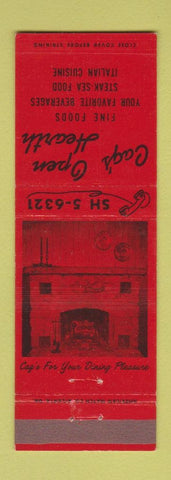 Matchbook Cover - Cag's Open Hearth Italian Restaurant Middletown CT