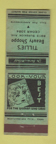 Matchbook Cover - Tillie's Beauty Shop girlie Chicago? GREEN