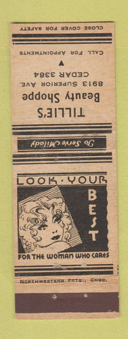 Matchbook Cover - Tillie's Beauty Shop girlie Chicago? WHITE