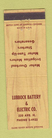 Matchbook Cover - Lubbock Battery Electric TX?