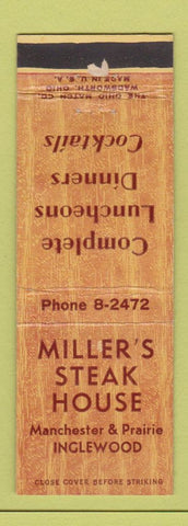 Matchbook Cover - Miller's Steak House Inglewood CA