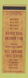 Matchbook Cover - Bell Gardens Food Center CA? Grocery