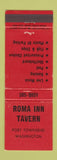 Matchbook Cover - Roma Inn Tavern Port Townsend WA billiards WEAR