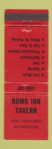 Matchbook Cover - Roma Inn Tavern Port Townsend WA billiards WEAR