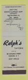 Matchbook Cover - Ralph's Tavern Cohoes NY