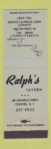 Matchbook Cover - Ralph's Tavern Cohoes NY