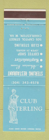 Matchbook Cover - Club Sterling Restaurant Athenian Room Charleston WV