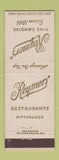 Matchbook Cover - Reymer's Candy Restaurant Pittsburgh PA
