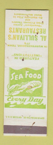 Matchbook Cover - Al Sullivan's Restaurants Murfreesboro TN WORN