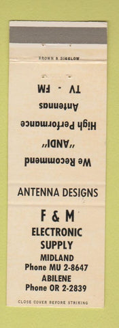 Matchbook Cover - F&M Electric Supply Midland Abilene TX radio antennas