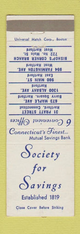 Matchbook Cover - Society for Savings Hartford CT