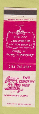 Matchbook Cover - The Country Way South Paris ME restaurant